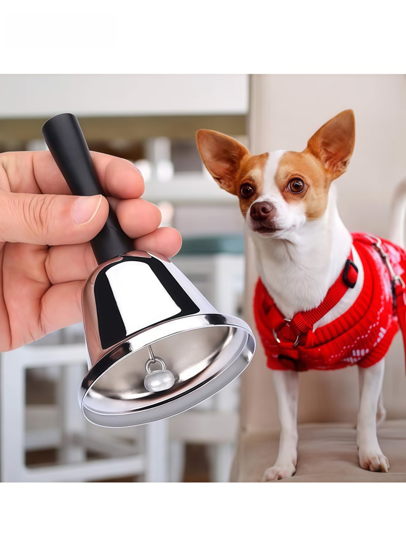 Loud Hand Bell, Silver Steel Hand Bells for Adults, Dinner Bells for Inside Classroom Bell, for Food Line, Alarm, Jingles, Ringing(Silver) - Image 3